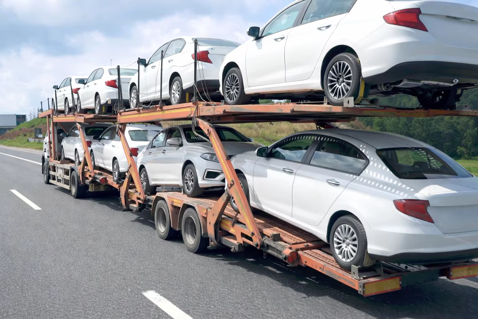 Export-ready vehicles at shipping yard